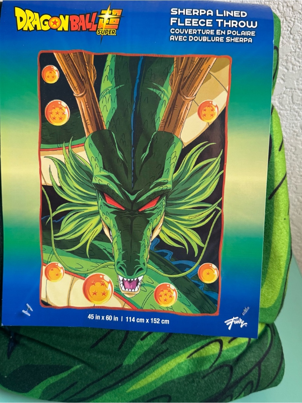 Dragon Ball Super Shenron Sherpa Fleece Throw 45’’ x 60’’ Orange lining